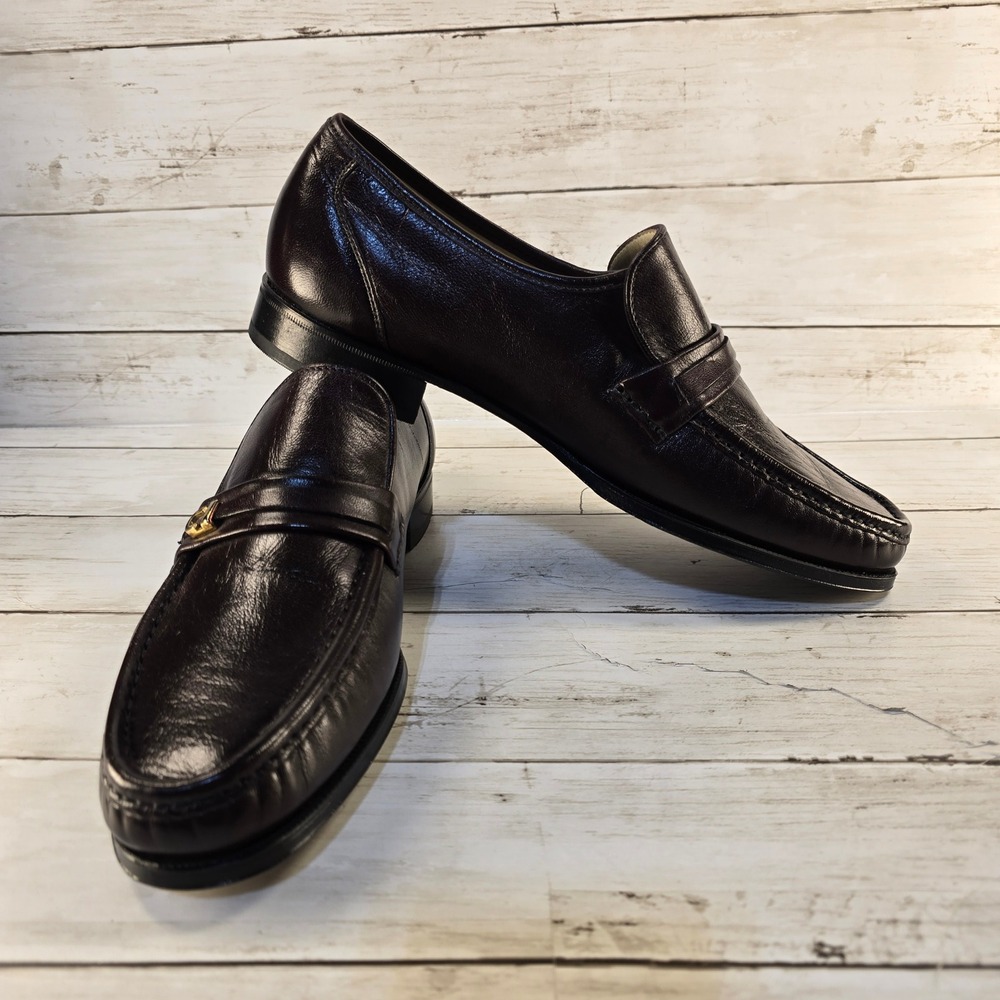 Florsheim Imperial Mens 10 Burgundy Leather Moc Toe Bit Loafers Dress Shoes